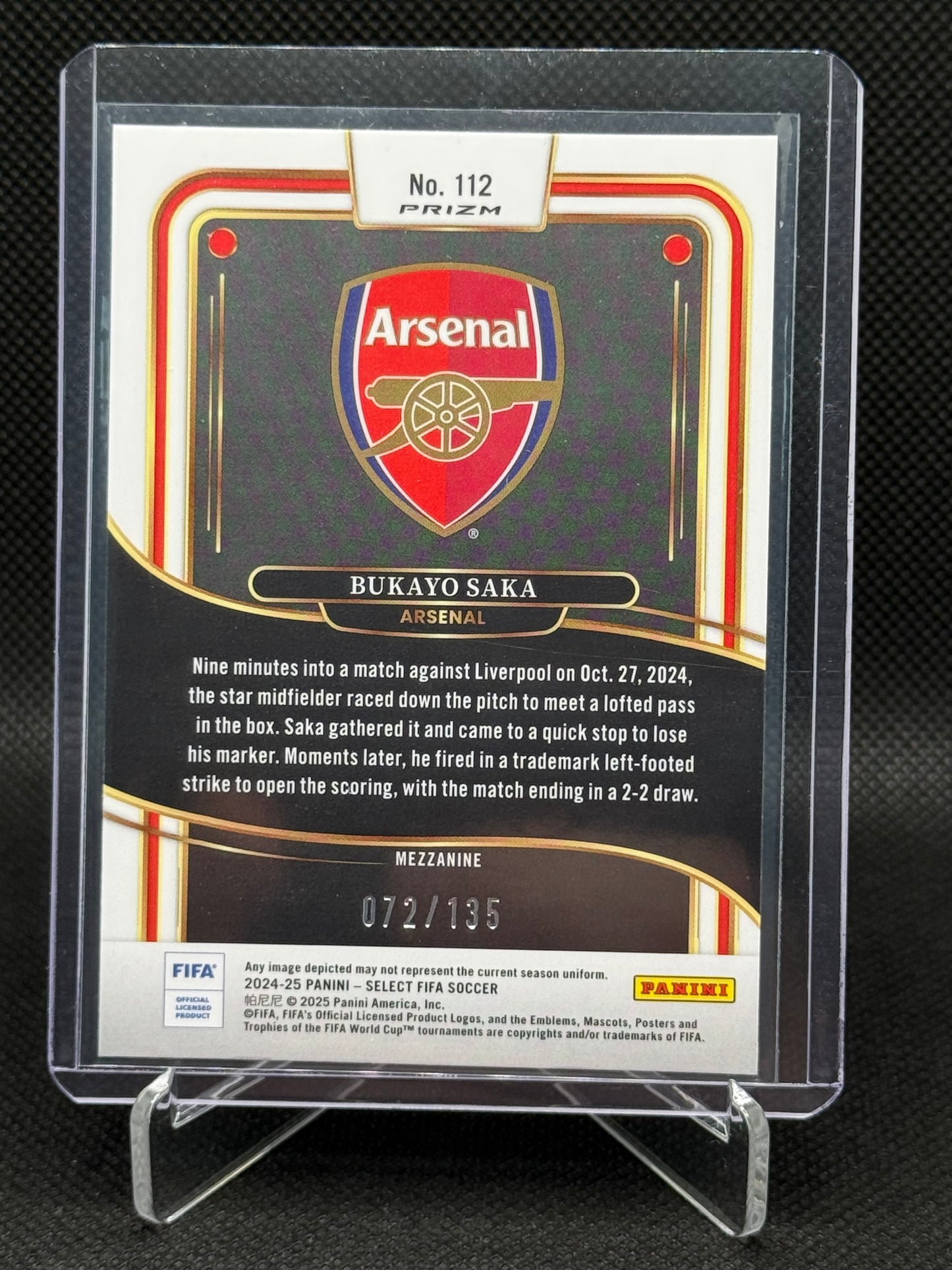 Bukayo Saka – Camo Mezzanine 072/135 – Panini Select