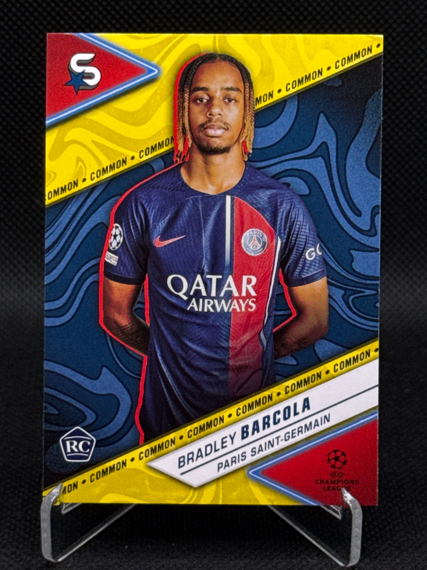 Bradley Barcola – RC - Super-Stars Rookie Yellow Parallel No.180 – Topps UCL 23/24