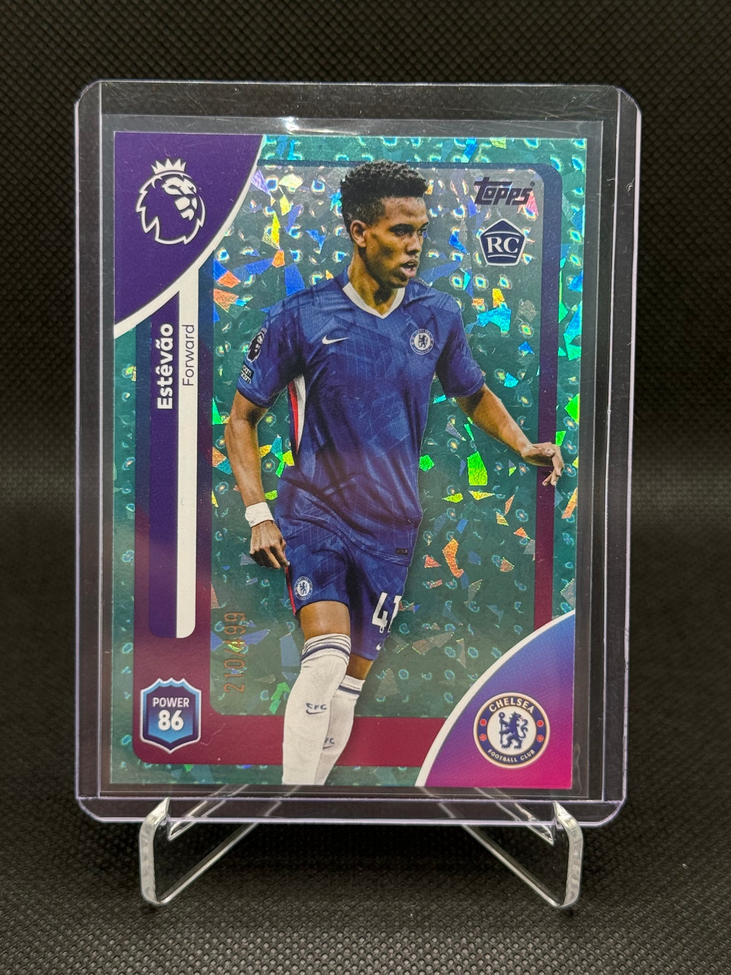 Estêvão – Baby Blue Speckle Rookie 210/499 – RC - Topps Premier League Debut