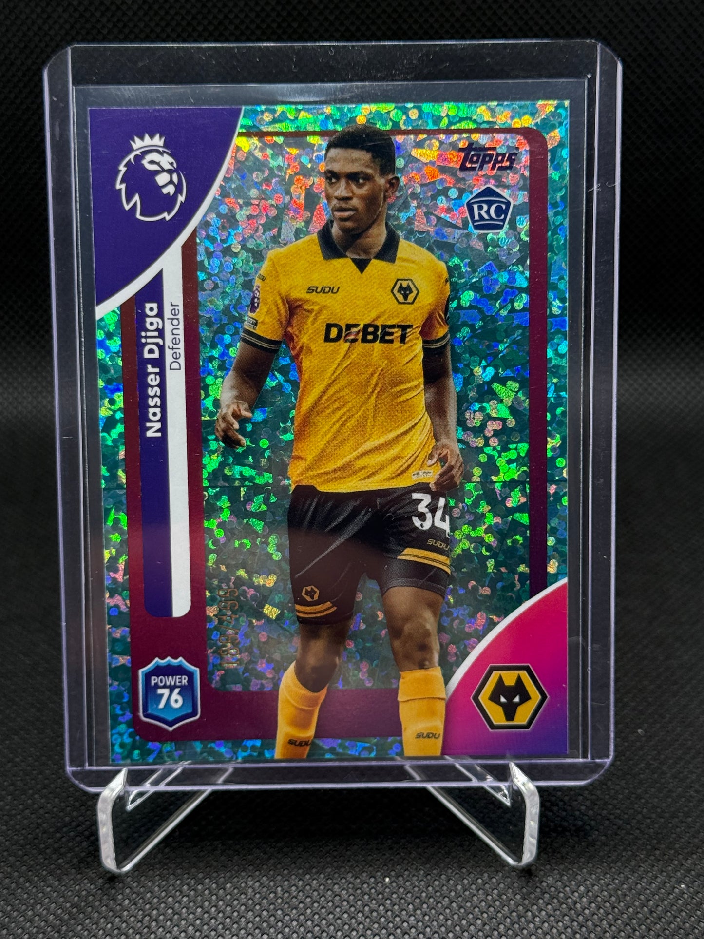 Nasser Djiga – Baby Blue Speckle Rookie 189/499 – Topps Premier League Debut