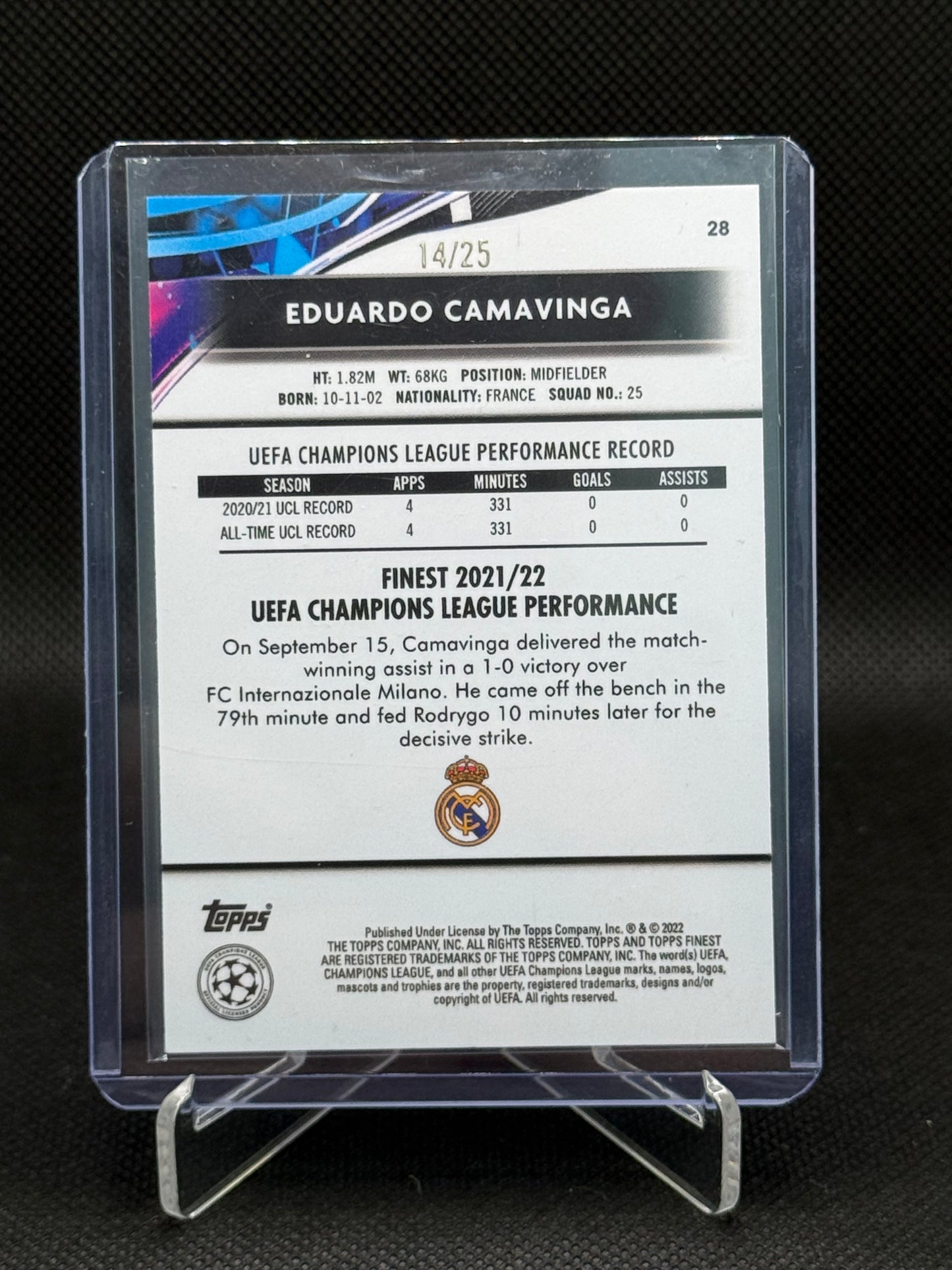 Eduardo Camavinga – Topps Finest UEFA Champions League 14/25